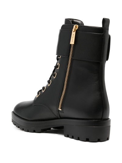 Shop Michael Michael Kors Rory Lace-up Leather Boots In Black