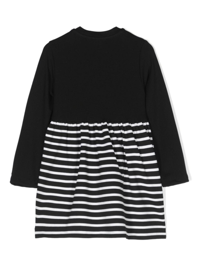 Balmain Logo-lettering Long-sleeve Dress In Black