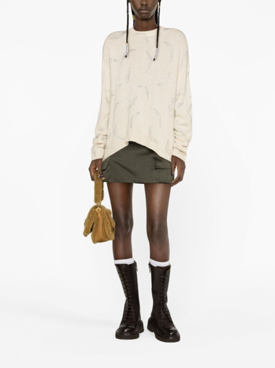 Zadig & Voltaire Markus Rhinestone Wings Cashmere Crewneck Sweater In Neutrals