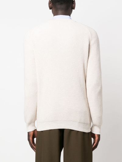 Shop Peserico Ribbed-knit Long-sleeve Sweatshirt In Neutrals