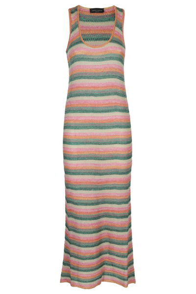 Shop Roberto Collina Striped Scoop Neck Slip Dress In Multi