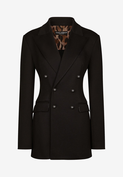 Dolce & Gabbana Double-breasted Milano Rib Blazer In Black