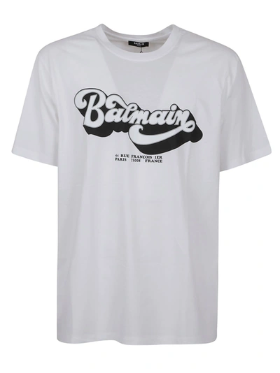 Shop Balmain 70s T-shirt In Gab Blanc Noir