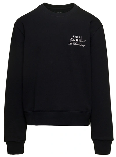 Shop Amiri Black Crewneck Sweatshirt With  X Eden Rock Print In Cotton Man