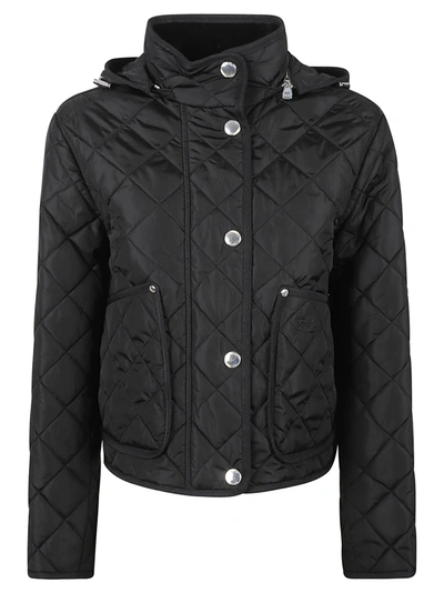 Shop Burberry High-neck Quilted Jacket In Black