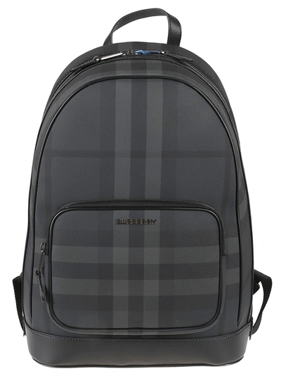 Shop Burberry Two-way Zipped Check Backpack In Black