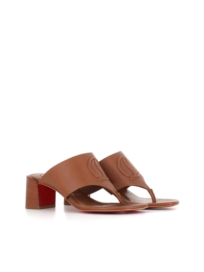 Shop Christian Louboutin Flip-flop Cl Tongamule 55mm In Leather