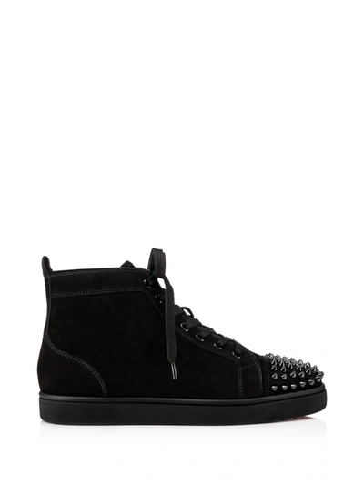 Shop Christian Louboutin High-top Sneakers In Suede With Spikes In Black