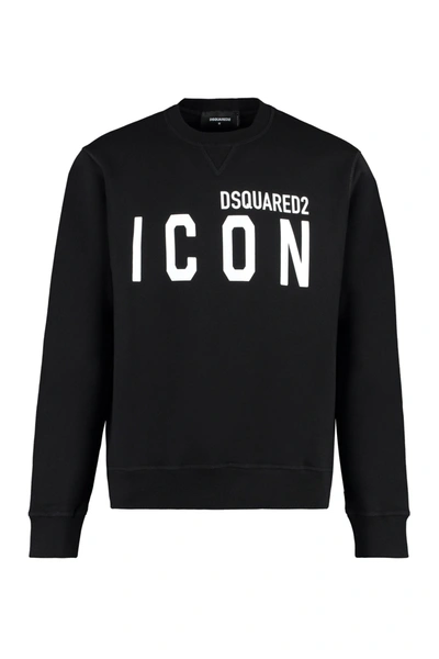Shop Dsquared2 Logo Detail Cotton Sweatshirt In Nero