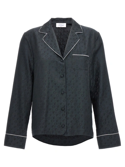 Shop Off-white Off Jacquard Pajama Shirt In Black