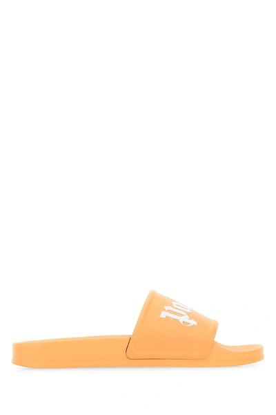 Shop Palm Angels Orange Rubber Slippers In Orange White