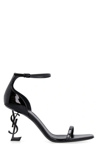 Shop Saint Laurent Opyum Patent Leather Sandals In Nero