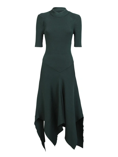 Shop Stella Mccartney Forest Green Asymmetrical Ribbed Dress