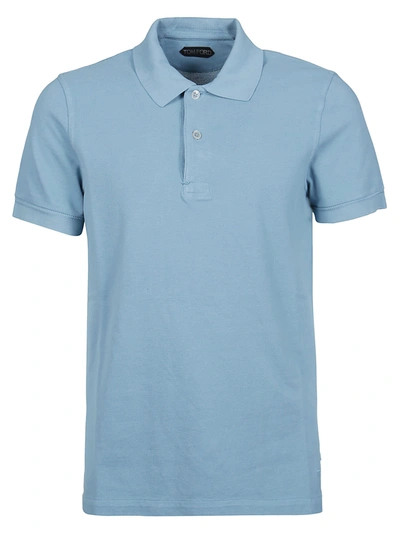 Shop Tom Ford Tennis Piquet Short Sleeve Polo Shirt In Sky Blue