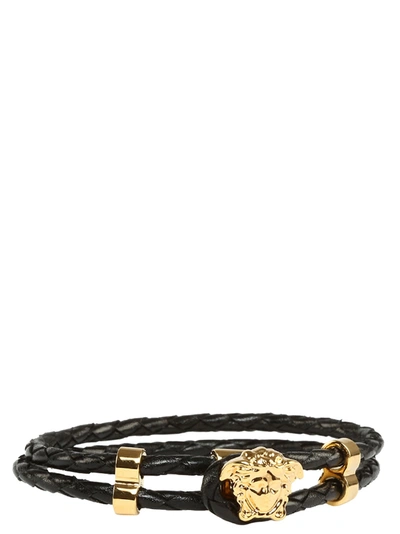 Shop Versace Medusa Bracelet In Black