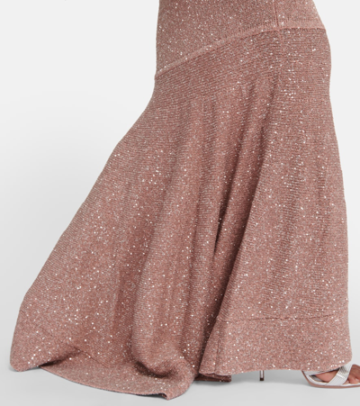 Shop Altuzarra Kasou Metallic Knit Maxi Skirt In Pink