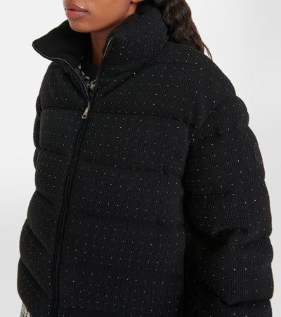 Shop Moncler Effraie Embellished Wool Down Jacket In Black