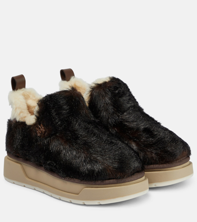 Shop Amiri Shearling Ankle Boots In Brown