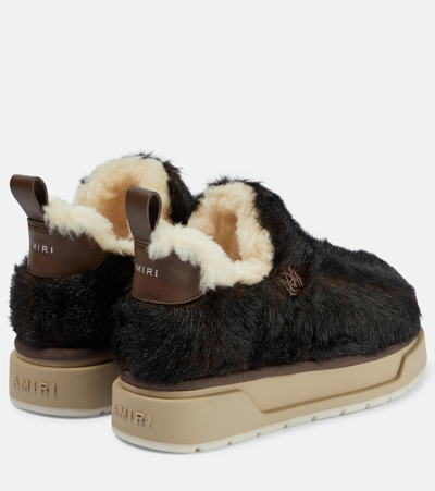 Shop Amiri Shearling Ankle Boots In Brown