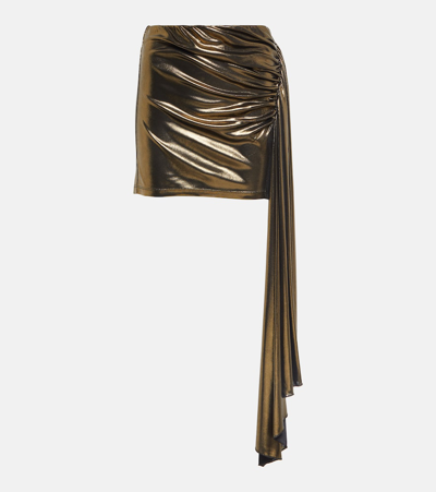 Shop Blumarine Draped Metallic Miniskirt In Gold