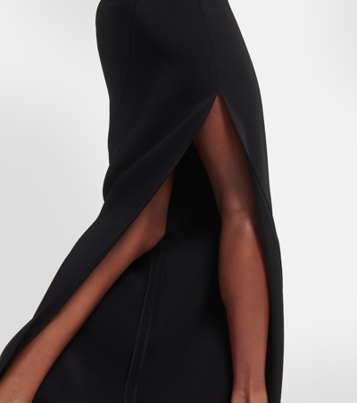 Shop Tom Ford Cutout Leather-trimmed Gown In Black