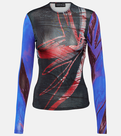 Shop Louisa Ballou Printed Jersey Top In Multicoloured