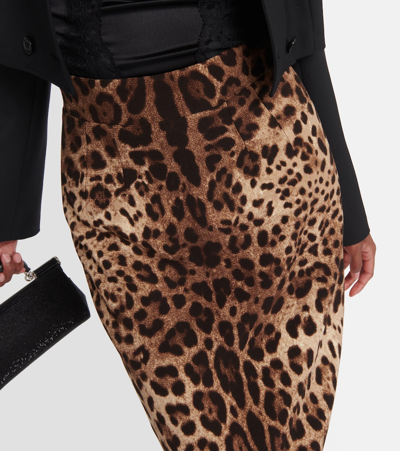 Shop Dolce & Gabbana Leopard-print Wool Pencil Skirt In Multicoloured