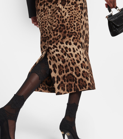 Shop Dolce & Gabbana Leopard-print Wool Pencil Skirt In Multicoloured