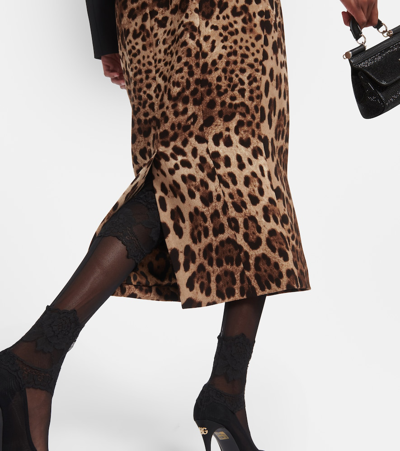 Dolce & Gabbana Leopard Print Essential Pencil Skirt In Multicoloured