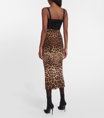 Shop Dolce & Gabbana Leopard-print Wool Pencil Skirt In Multicoloured