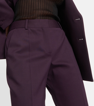 Shop Altuzarra Fossett Wool Flared Pants In Purple