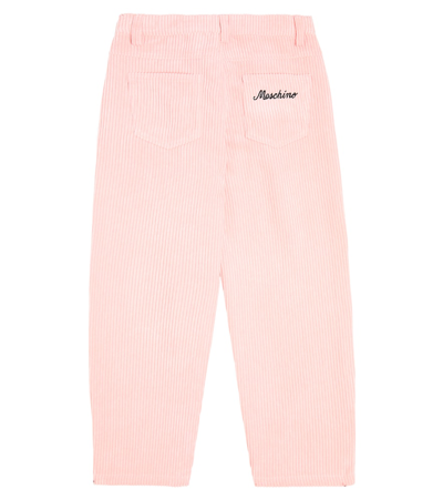 Shop Moschino Embroidered Corduroy Straight Pants In Pink