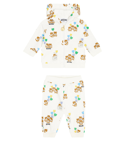 Shop Moschino Baby Cotton Hoodie And Sweatpants Set In Multicoloured