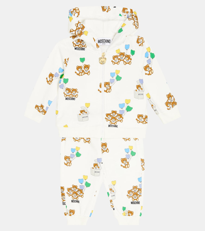 Shop Moschino Baby Cotton Hoodie And Sweatpants Set In Multicoloured
