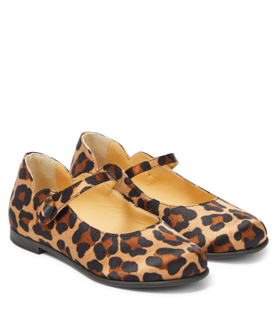 Shop Christian Louboutin Melodie Printed Satin Ballet Flats In Brown