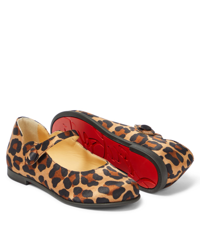 Christian Louboutin Girl's Melodie Scalloped Leopard-print Flats, Toddlers/kids In Brown