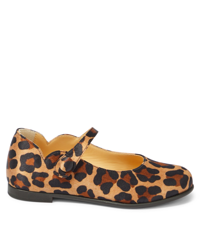 Christian Louboutin Girl's Melodie Scalloped Leopard-print Flats, Toddlers/kids In Brown