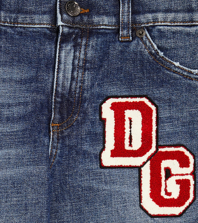 Shop Dolce & Gabbana Embroidered Mid-rise Jeans In Blue