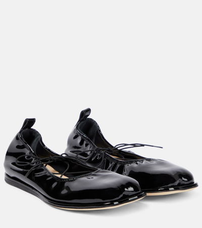 Shop Simone Rocha Patent Leather Ballet Flats In Black