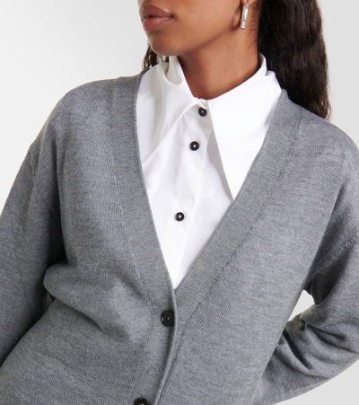 Shop Jil Sander Wool Cardigan In Grey