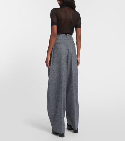 Shop Altuzarra Tyr High-rise Wool-blend Wide-leg Pants In Grey