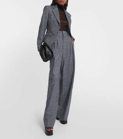 Shop Altuzarra Tyr High-rise Wool-blend Wide-leg Pants In Grey