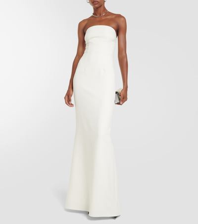 Safiyaa Strapless Crepe Gown In White