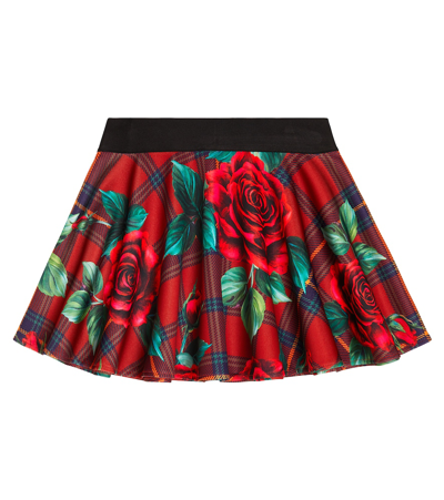 Dolce & Gabbana Little Girl's & Girl's Scuba Tartan Rose Skirt In Multicoloured