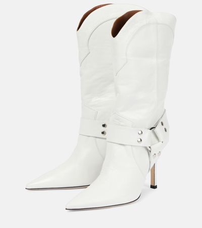 Shop Paris Texas June Leather Mid-calf Boots In White