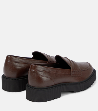 Shop Hogan H543 Leather Loafers In Brown