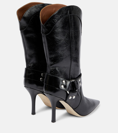 Shop Paris Texas June Leather Mid-calf Boots In Black