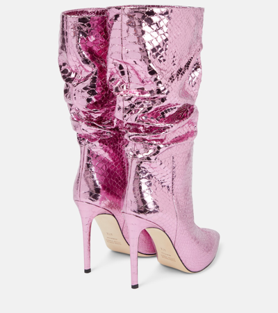 Shop Paris Texas Slouchy Metallic Leather Boots In Pink