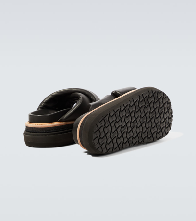 Shop Sacai Platform Leather Sandals In Black