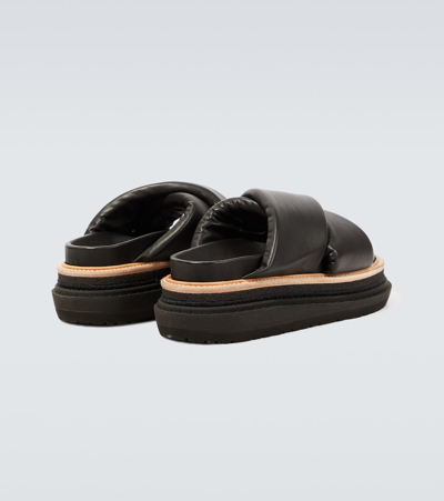 Shop Sacai Platform Leather Sandals In Black